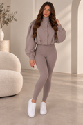 Lyla Taupe Puffy Sleeve Jacket
