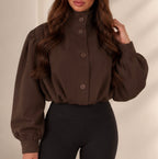 Lyla Dark Brown Puff sleeve Jacket